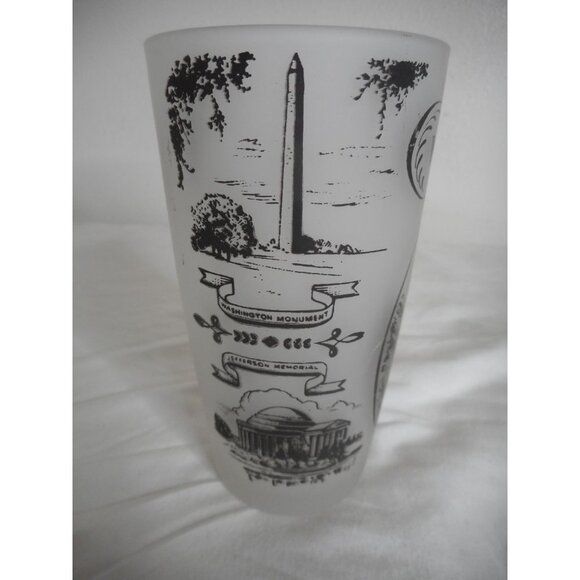 Vintage Frosted Glass Souvenir State Drinking Glass Washington D. C. Graphic - Picture 4 of 6